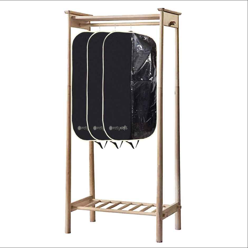 PrettyKrafts Blazer & Suit Covers | With Transparent Front Organizer - Black & Cream