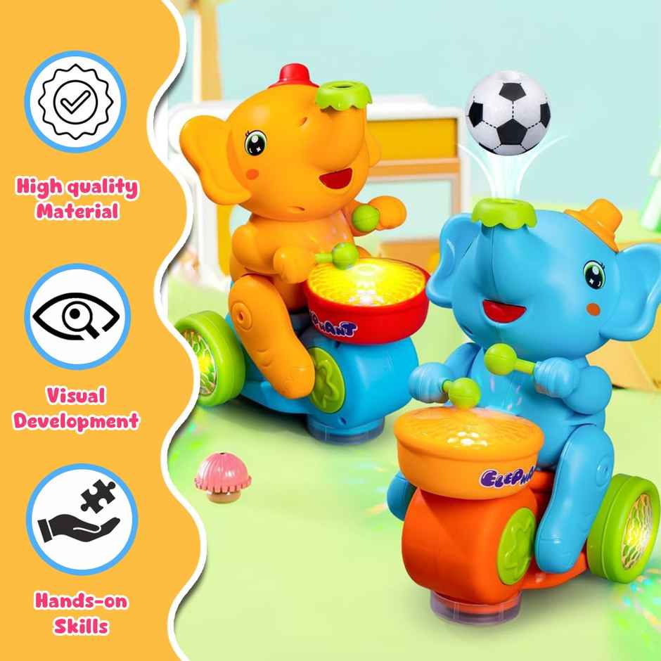 Wembley Elephant Toy with Levitation Floating Ball LED Lights & Music Drum Toy Battery Operated