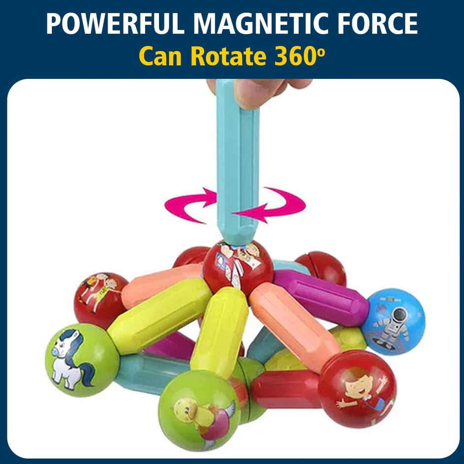 Wembley Magnetic Sticks Building Blocks For Kids Toys For Girls 3+ Yrs Magnet Balls - 64 Pcs