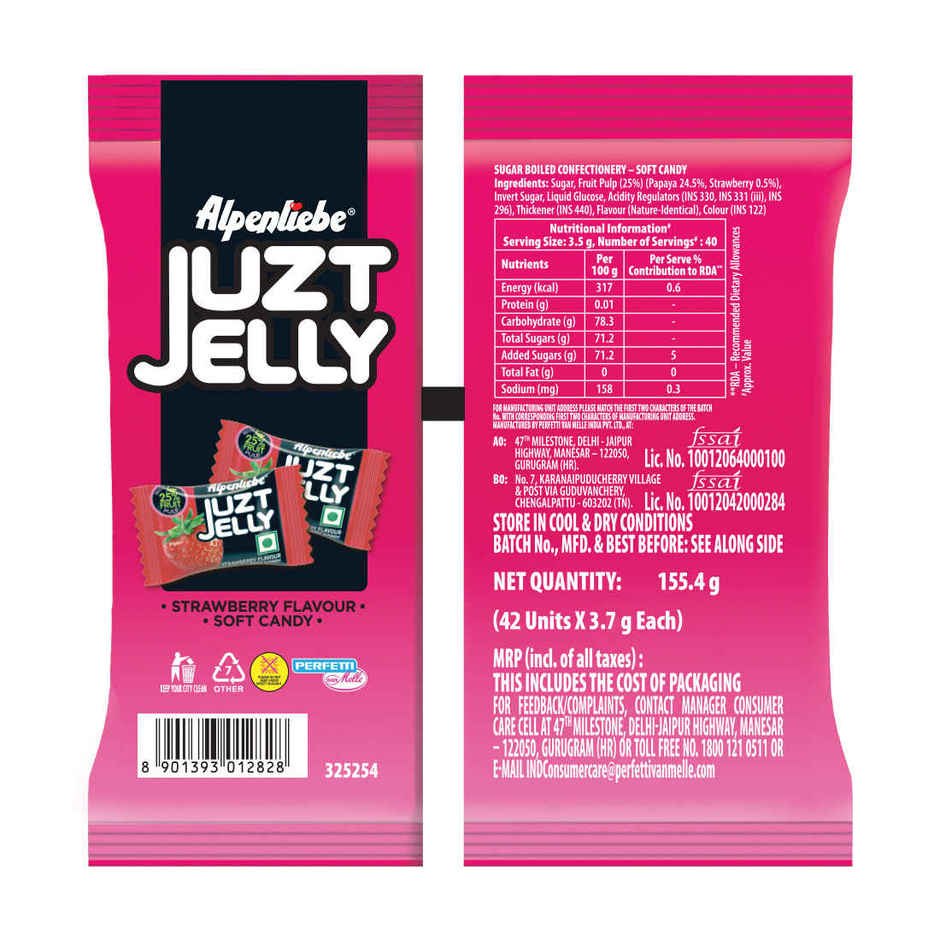 Alpenliebe Juzt Jelly Strawberry Soft Candy Pouch