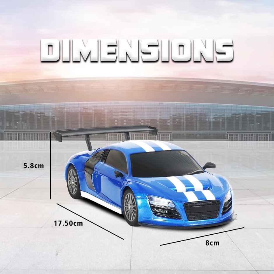 Wembley Remote Control Car 1:24 Scale Type-C Usb Rechargeable Racing Rc Car For Kids-Blue & White