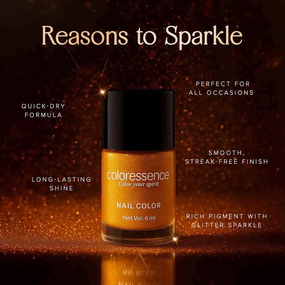 Coloressence Talk Glitter To Me | Glitter Nail Paint Kit | Quick-Dry, Long-Lasting Sparkle
