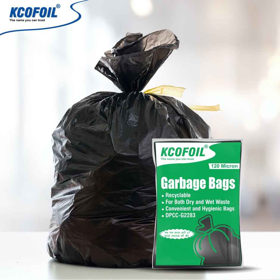 Kcofoil Small Garbage Bag | 17 x 19 | 14 Bags - 120 Micron