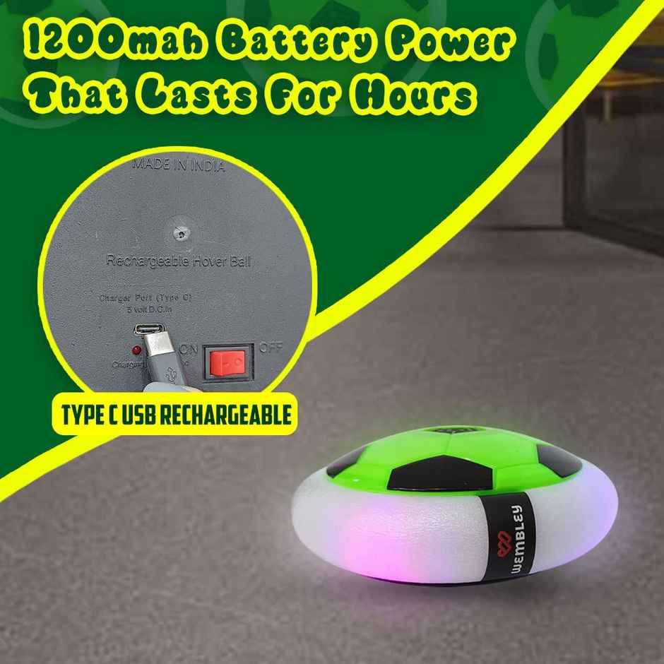 Wembley C-Type Usb Rechargeable Battery Powered Hover Football Indoohover Ball Soccer - Green