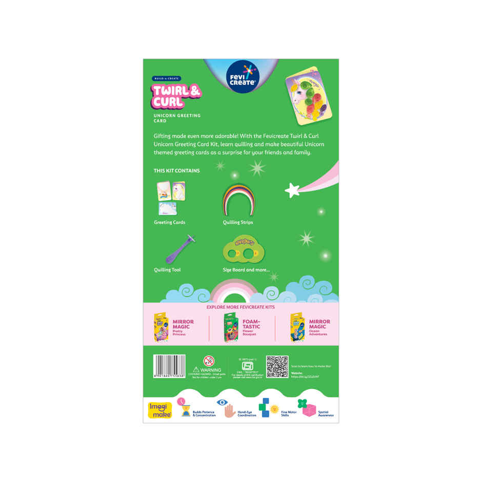 Fevicreate Build-n-Create Twirl & Curl Unicorn Greeting Colourful Cards Kit Quilling Art | 5+ years