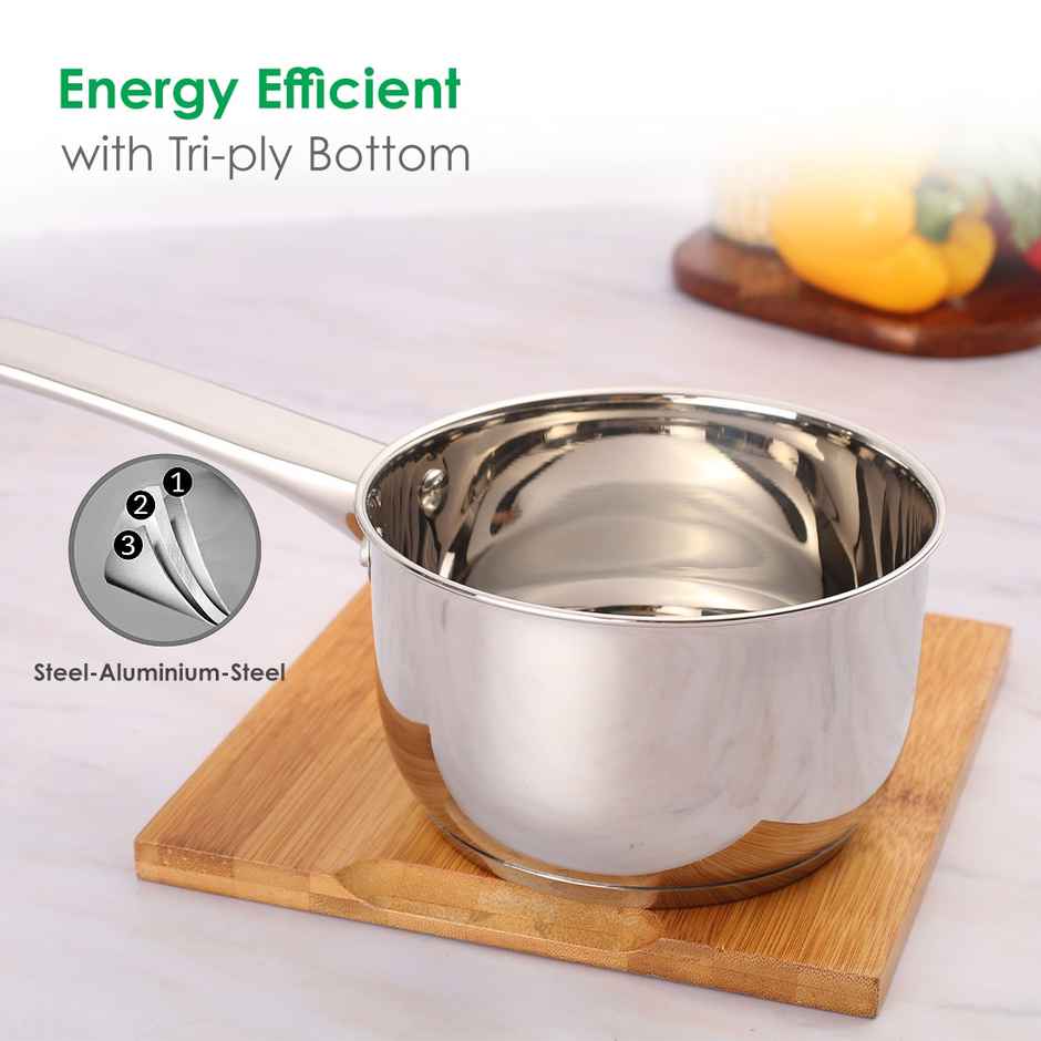 Wonderchef Venice Stainless Steel Saucepan | 1.2Litre | Tri-Ply Bottom