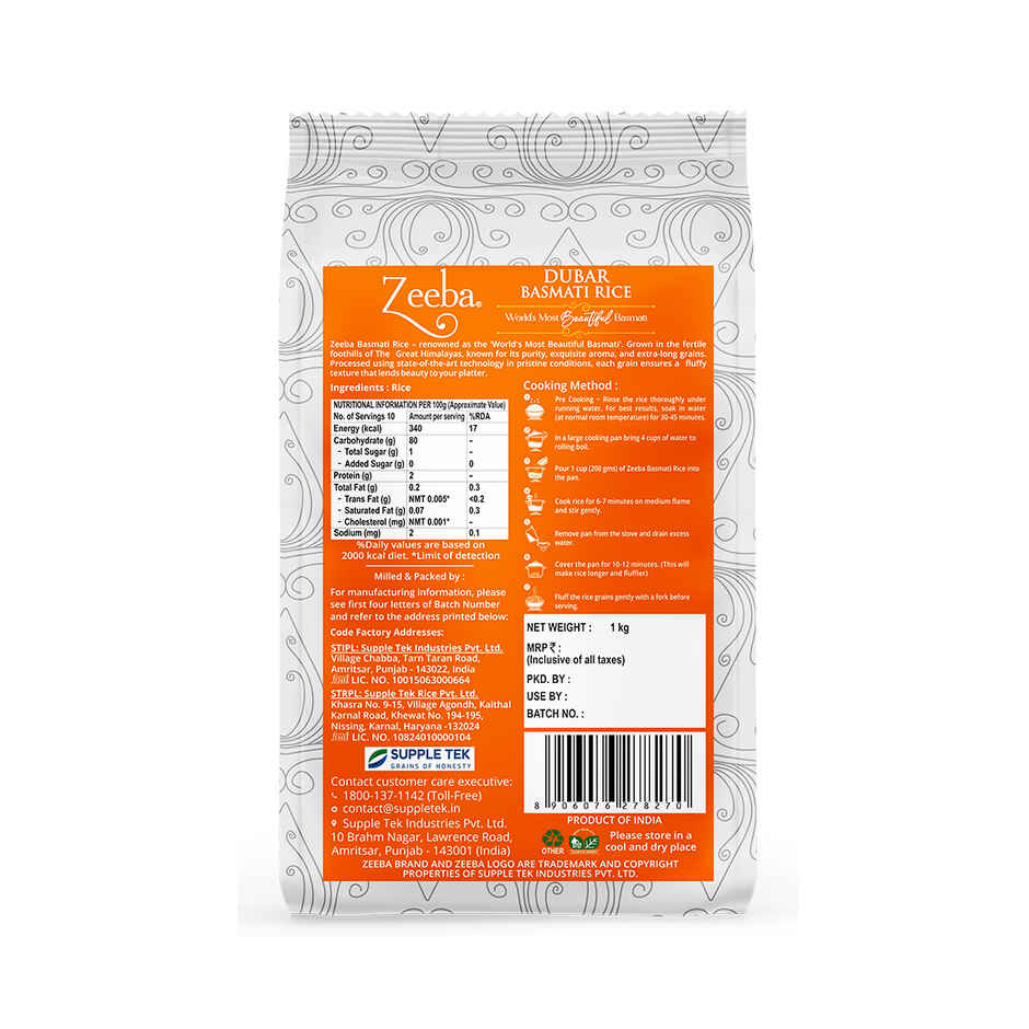 Zeeba Dubar Basmati 1121 Steam | Short Grain
