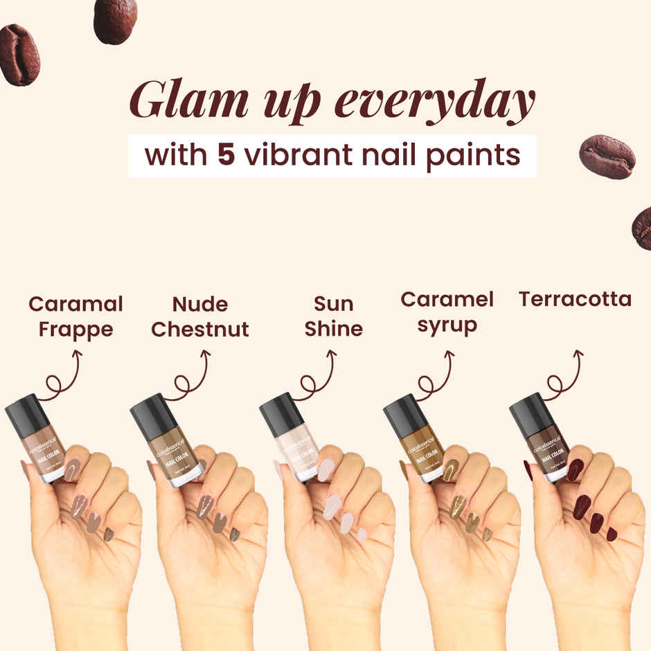 Coloressence Coffee Coats Nail Paint Kit with Free Remover |Glossy Finish|Quick Dry|Chip-Resistant