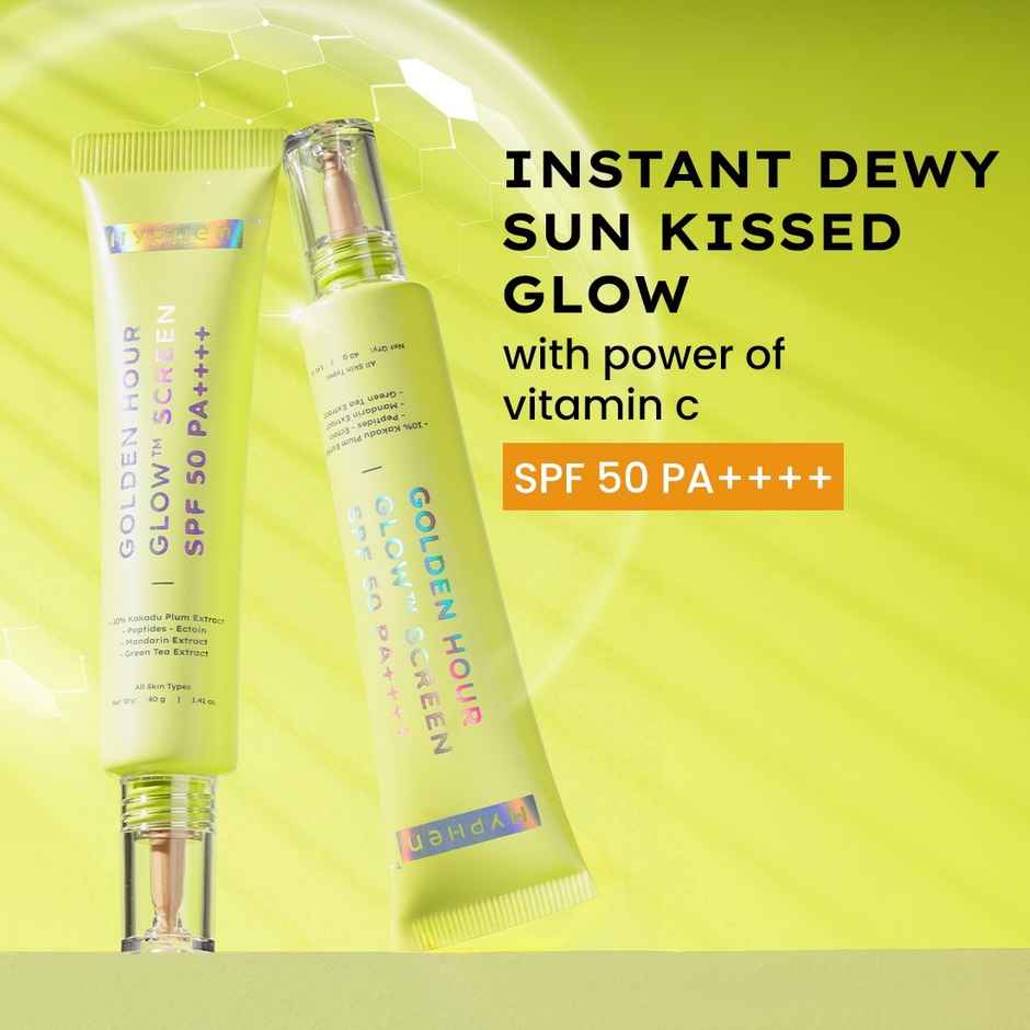 Hyphen Golden Hour Glow Sunscreen SPF 50 PA++++ for Dewy | Bright Skin| High UVA-B Protection