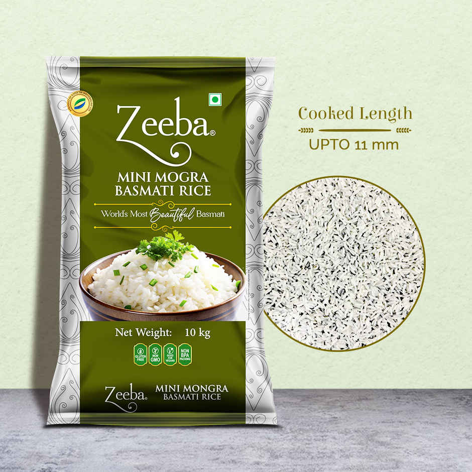 Zeeba Mini Mogra Basmati Rice | Ideal for Khichdi| Kheer & Daily Meals | Cooked length upto 11mm