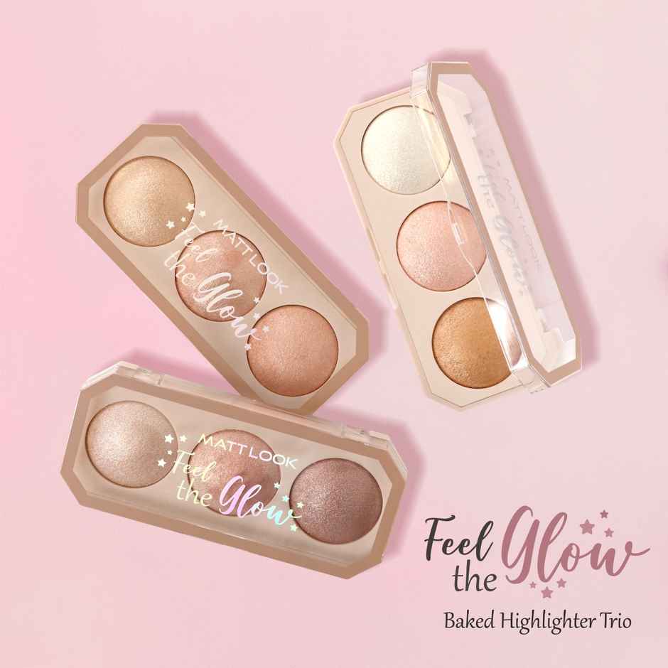 Matt Look Feel The Glow Baked Highlighter Trio | Highly Pigmented | Vitamin E | Shade 02