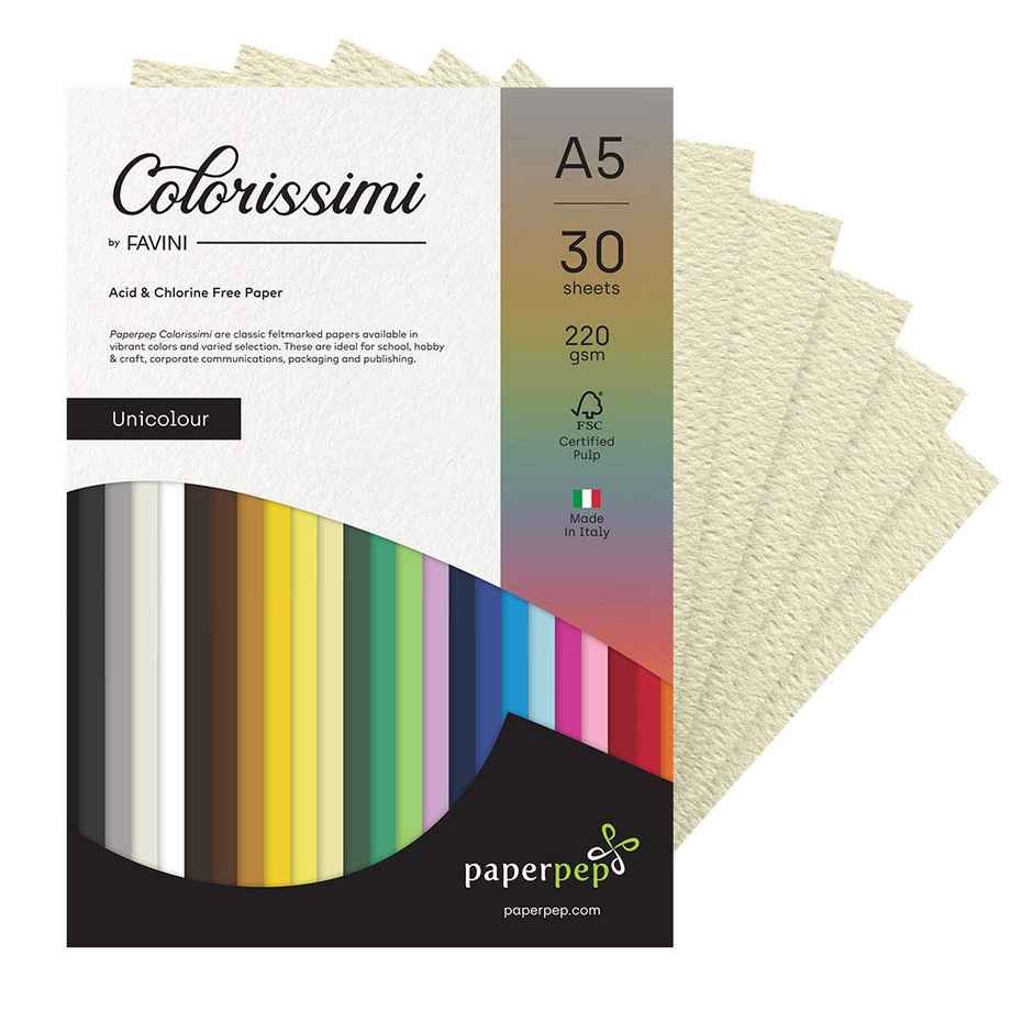 Paperpep Colorissimi 220Gsm Card Stock A5 Avorio (Cream) Unicolor 30 Sheets