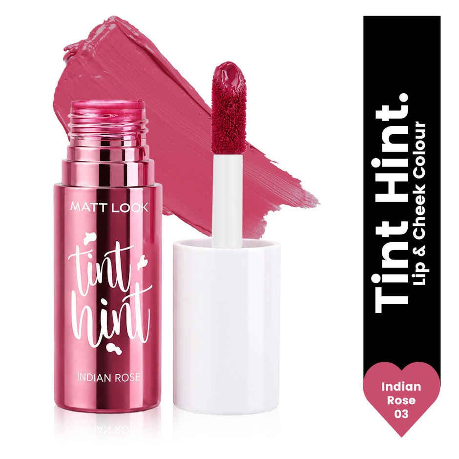 Mattlook Tint Hint Lip & Cheek Colour | Sunflower Seed Oil Infused | Indian Rose