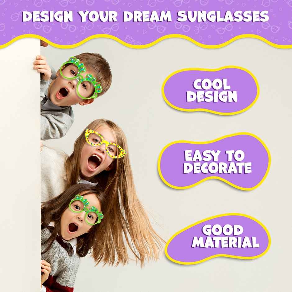 Wembley Kids Craft DIY Glasses Jewelry Making Kit 4 Sunglasses with Stone Stickers & Craft Tape