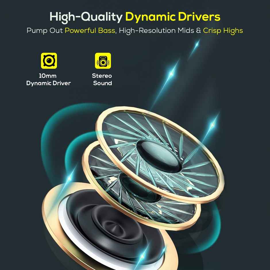 pTron Pride Lite Wired Earphones With Mic Stereo Audio Metal Buds 1.2M Tangle-Free Cable - Black