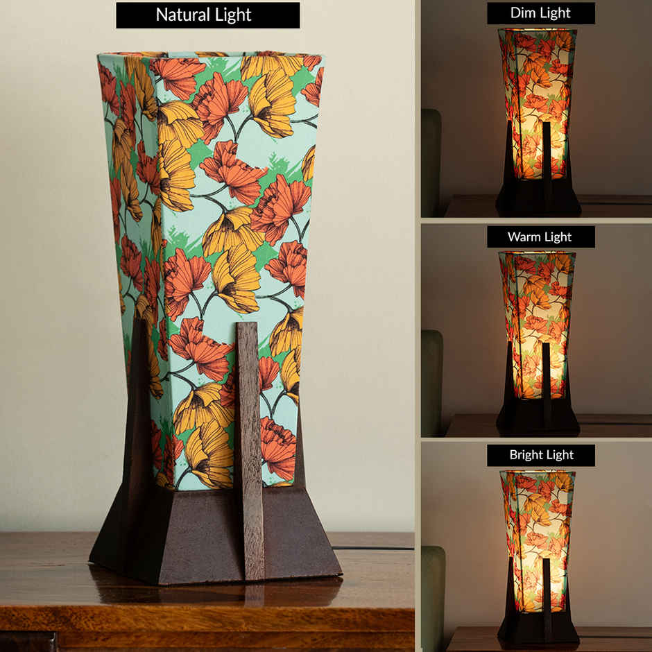 ExclusiveLane Autumn Glow Mango Wood Table Lamp Handcrafted - 36.8 cm