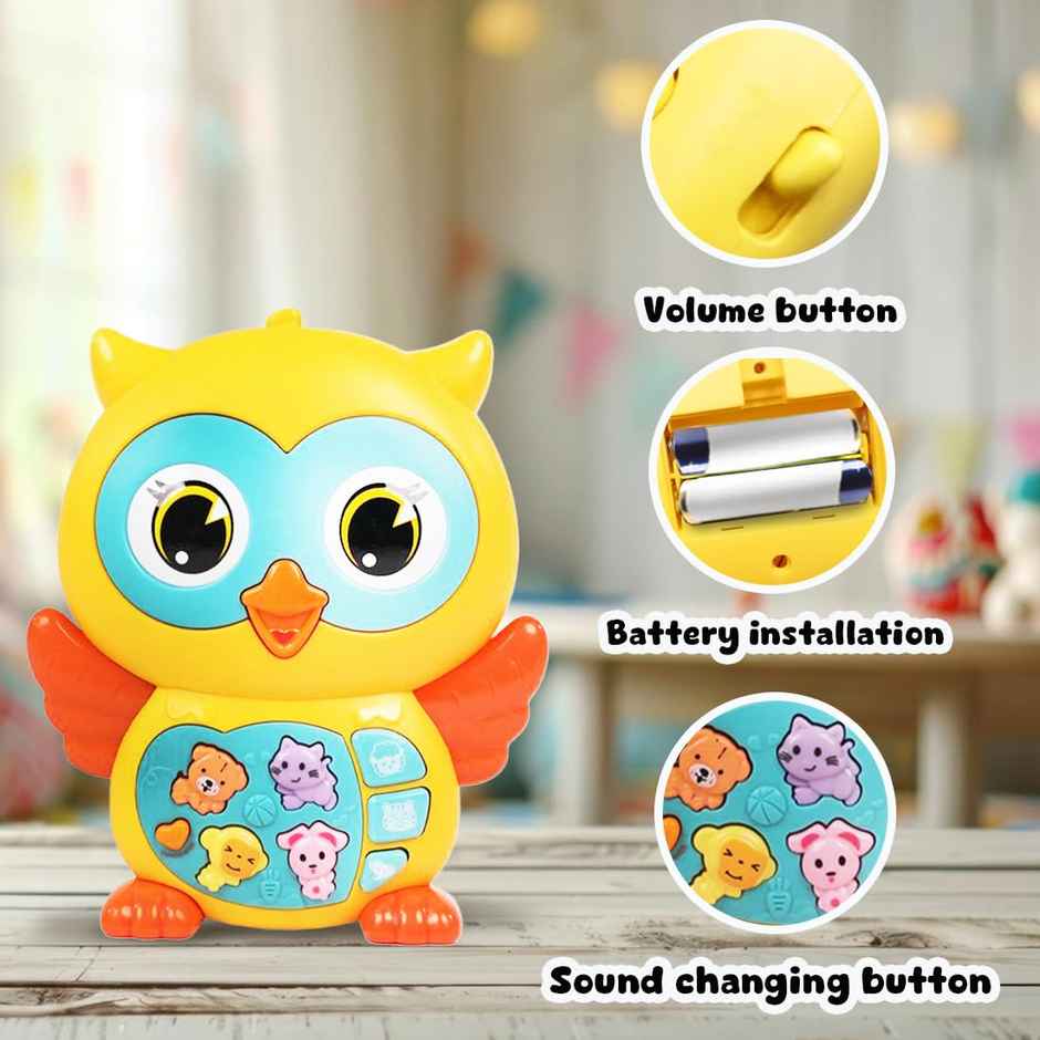 Wembley Owl Baby Musical Toys With Music Led Lights Animal Sounds Crawling Toys-Yellow