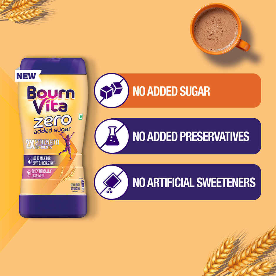 Cadbury Bournvita Zero Added Sugar Nutrition Drink Jar