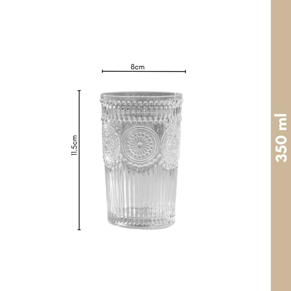 Nestasia Embossed Drinking Glasses - Set of 6 (250ml)