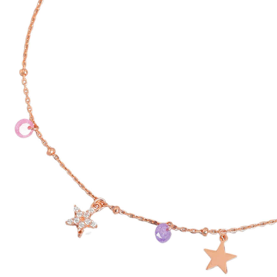 Zavya Star Rose Gold Plated 925 Sterling Silver Chain Anklet