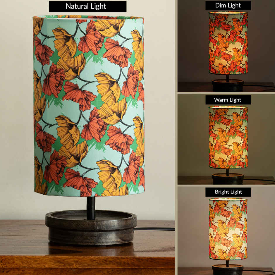 ExclusiveLane Autumn Glow Mango Wood Table Lamp Handcrafted - 33.8 cm