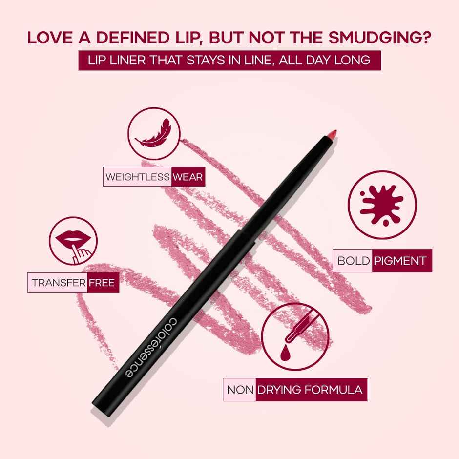Coloressence Pout Lip Liner with sharpener|Long Lasting, Smudgeproof, Waterproof | Red Brick Shade