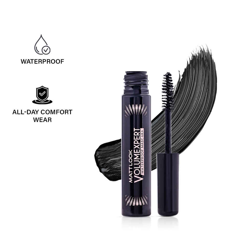 Mattlook Volumexpert Waterproof Mascara | Smooth Clump | High Volume Long lasting Curly Lashes Black