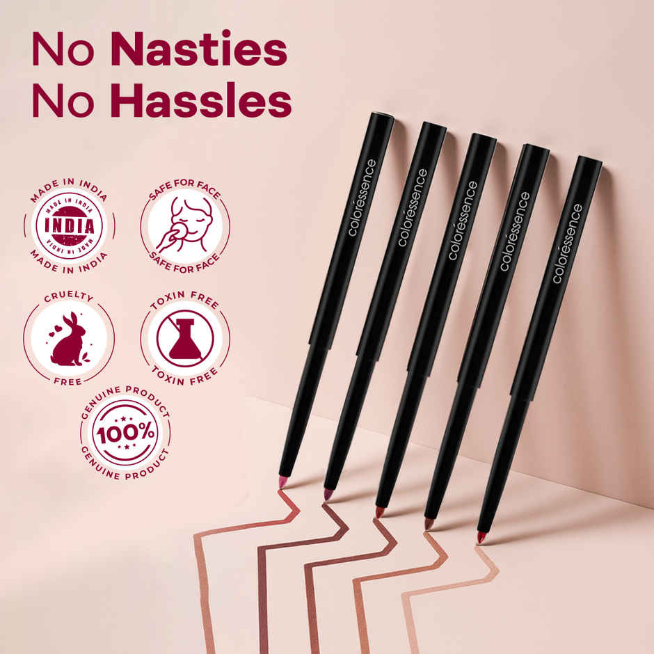Coloressence Pout  Lip Liner with sharpener | Long Lasting, Smudgeproof, Waterproof | Maroon Shade