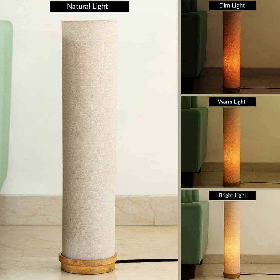 ExclusiveLane Ember Tower Mango Wood Floor Lamp Handcrafted - 70 cm