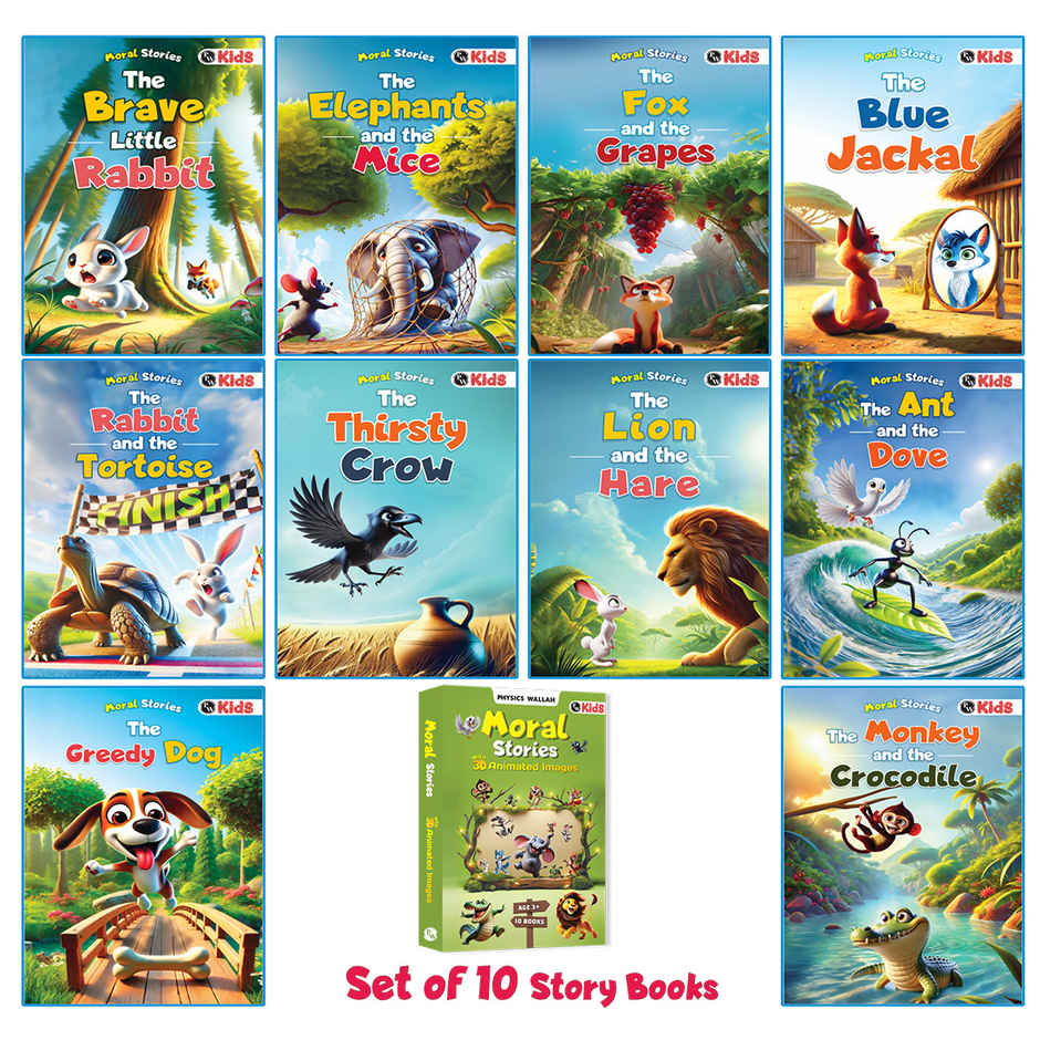Physics Wallah 10 Bedtime Story Book Set For Children|Short Animal tales | 3- 10 Years