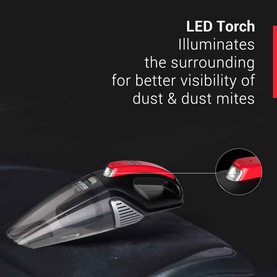 Eureka Forbes Car Vac 100 Watts Powerful Suction Vacuum Cleaner(Black And Red)