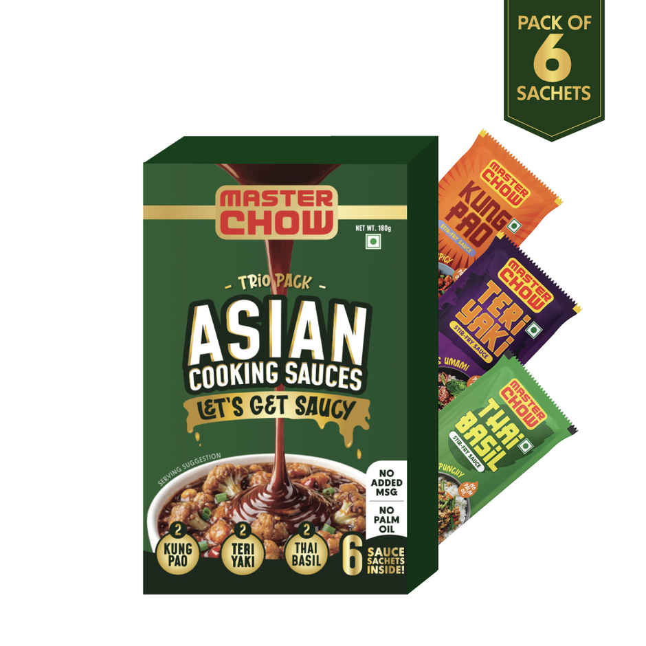 MasterChow Asian Cooking Sauces Trio Pack | Pack of Sachets | Kung Pao | Thai Basil | Teriyaki sauce