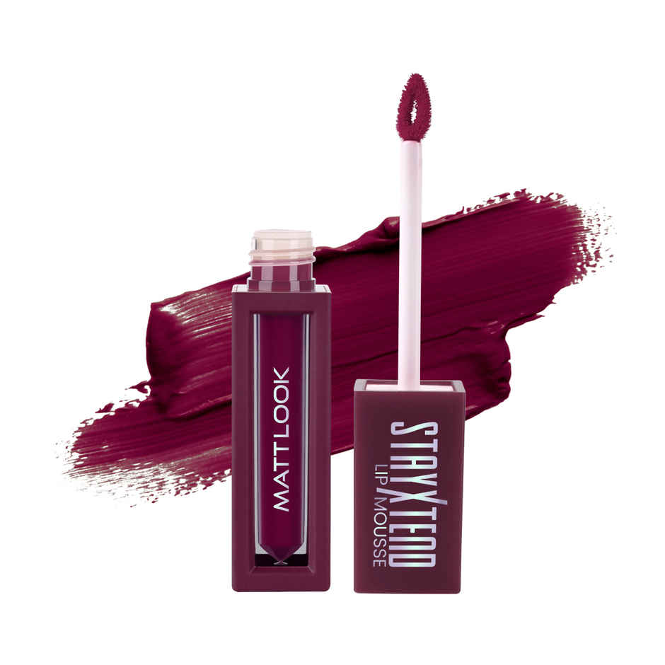 Mattlook Stayxtend Lip Mousse Lipstick Enriched With VitaminE & Non Sticky Formula | Mallow Wine15