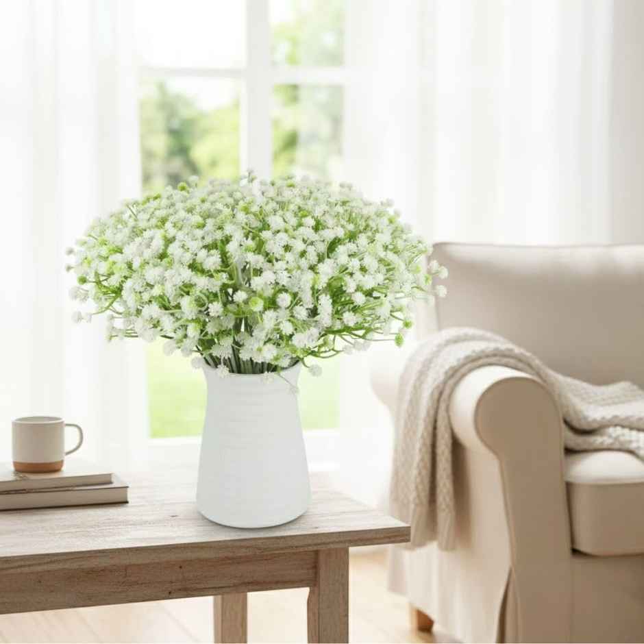Bunch(20 Sticks) Artificial Babys Breath Flowers | Gypsophila | 28.5 cm | White | Satyam Kraft
