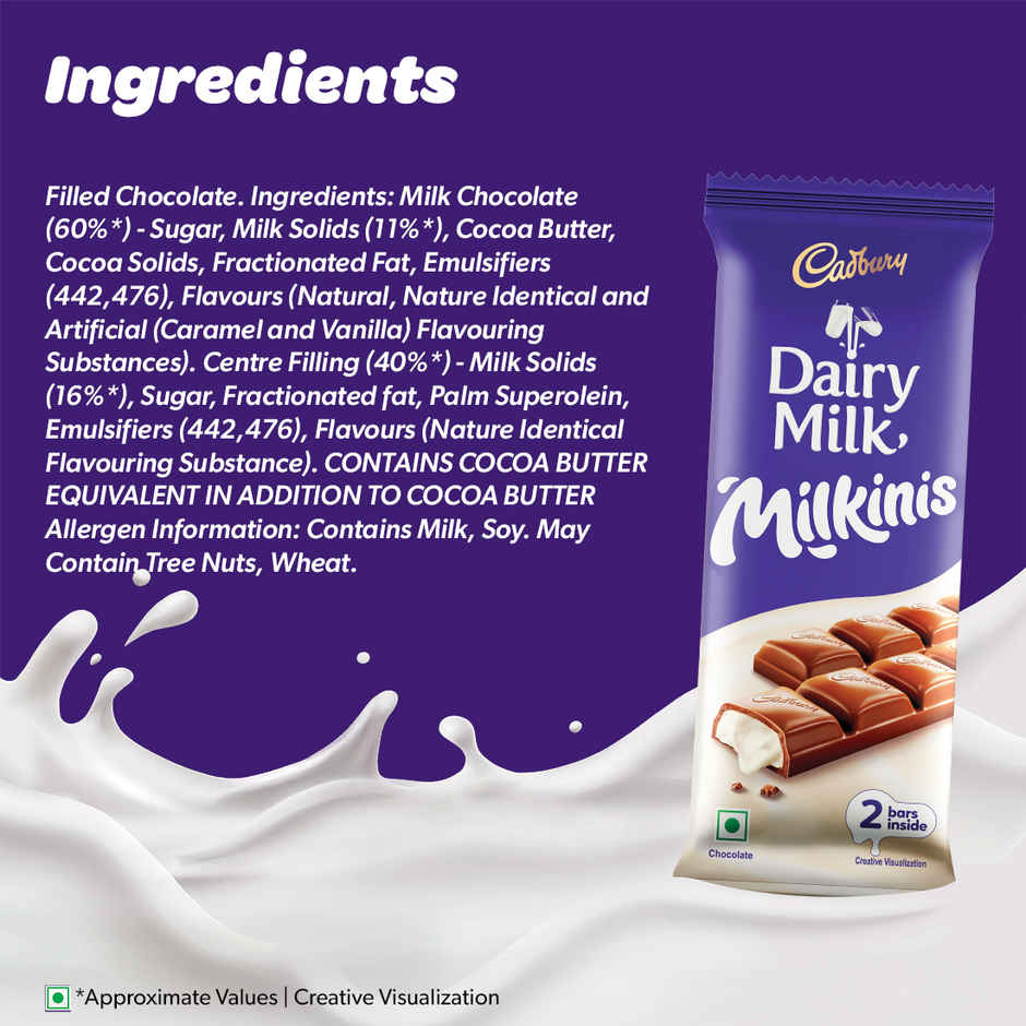 Cadbury Dairy Milk Milkinis Duo Pack Chocolate Bar Combo