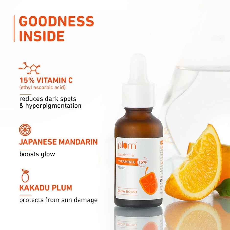 Plum 15% Vitamin C Face Serum With Mandarin (20ml) & Plum 10% Niacinamide Face Serum With Rice Water (15ml) Combo