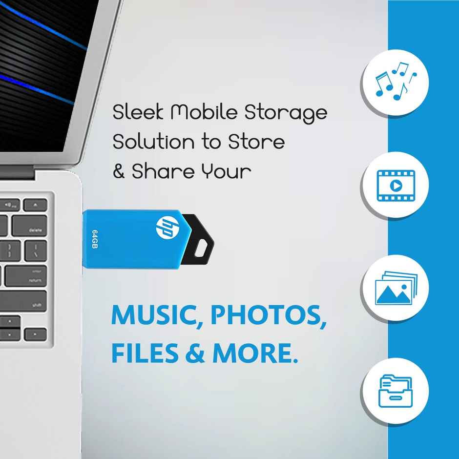 Hp V150W 128Gb Usb 2.0 Flash Drive (Blue)