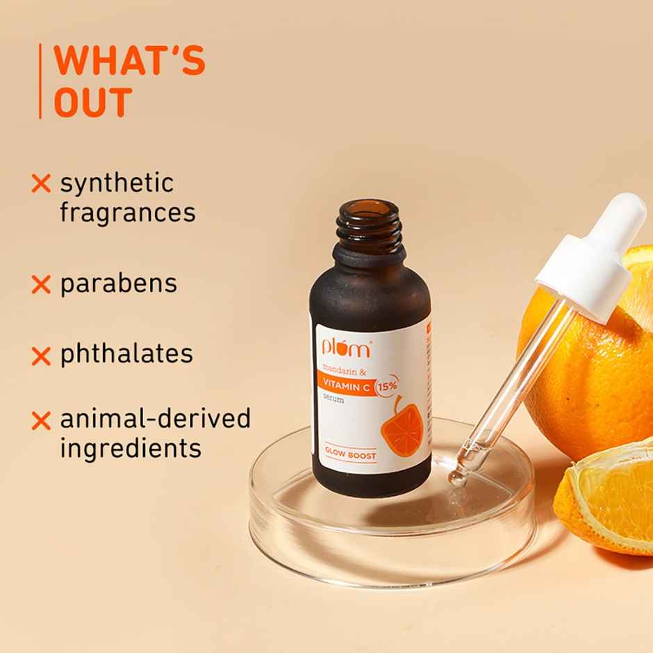 Plum 15% Vitamin C Face Serum With Mandarin (20ml) & Plum 10% Niacinamide Face Serum With Rice Water (15ml) Combo