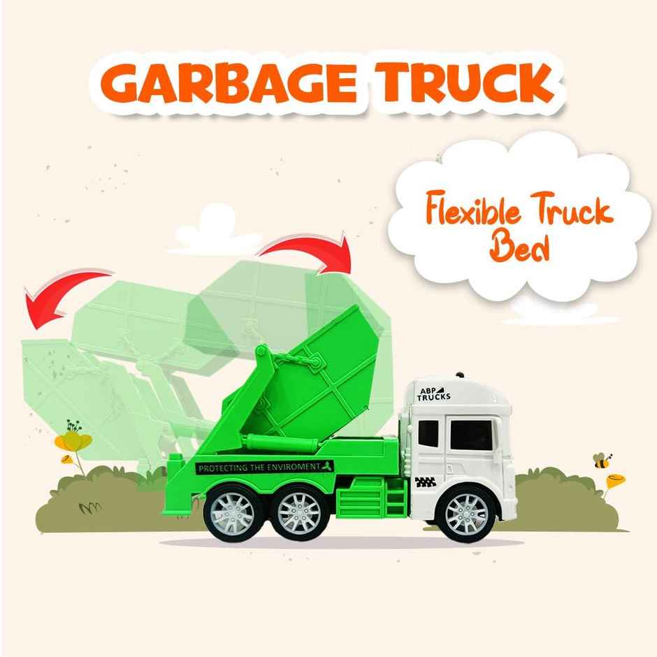 Toybharat 4-Pack Garbage Truck Set | Friction-Power Recycling | Crane | Tanker Toys | Assorted
