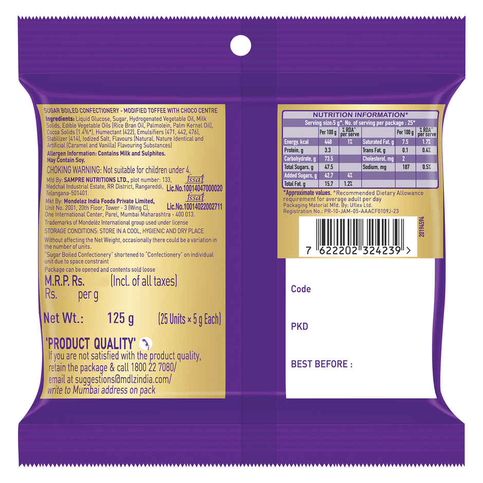 Cadbury Choclairs Gold Candy