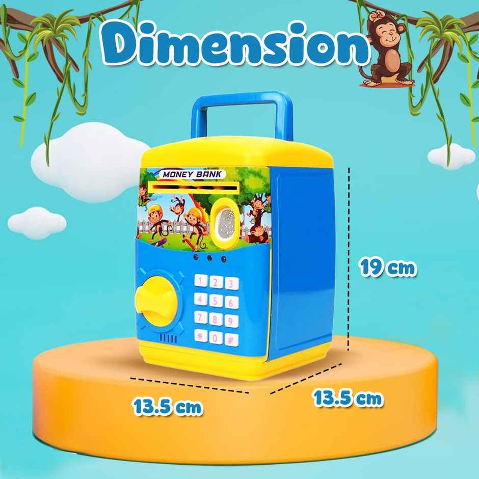 Wembley Finger Print Sensor ATM Piggy Bank for Kids Girl Boys Gullak for Money Bank - Blue