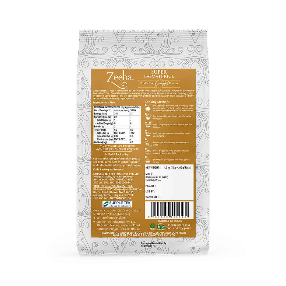 Zeeba Super Basmati Rice | 1401 Long Grain