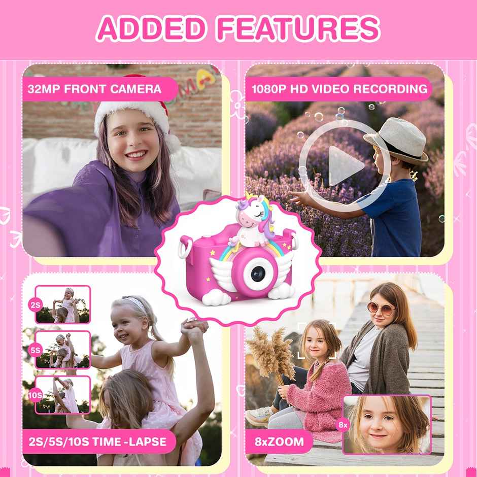 Wembley Kids Digital Camera | Unicorn Design | Selfie Camera with Video Recorder - Pink
