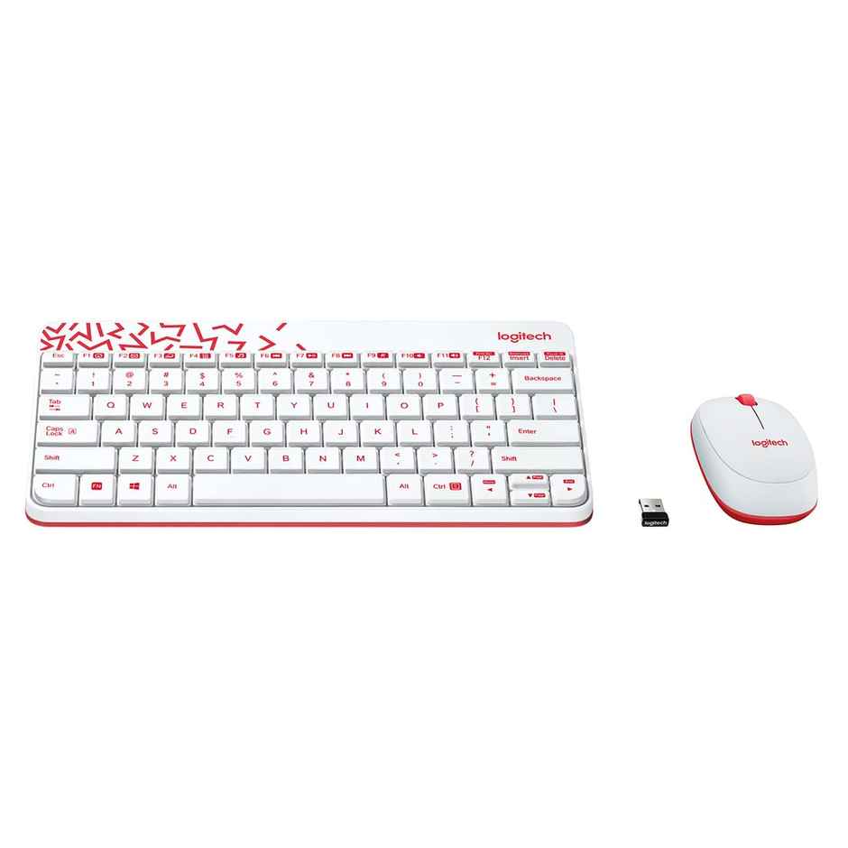 Logitech Mk240 Wireless Keyboard And Mouse Combo-White/Red