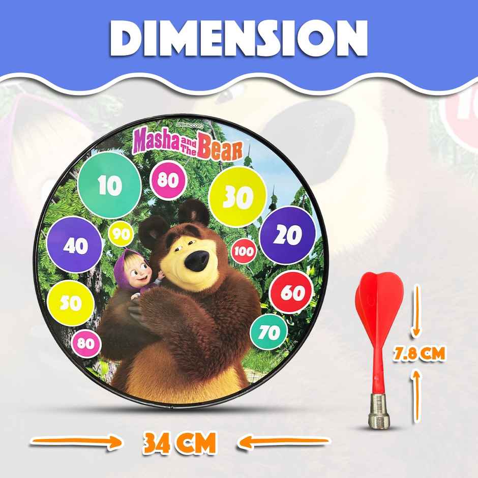 Wembley Masha N Bear - Dart Board with Dart for Kids & Adults with 6 Magnet Darts Wembley