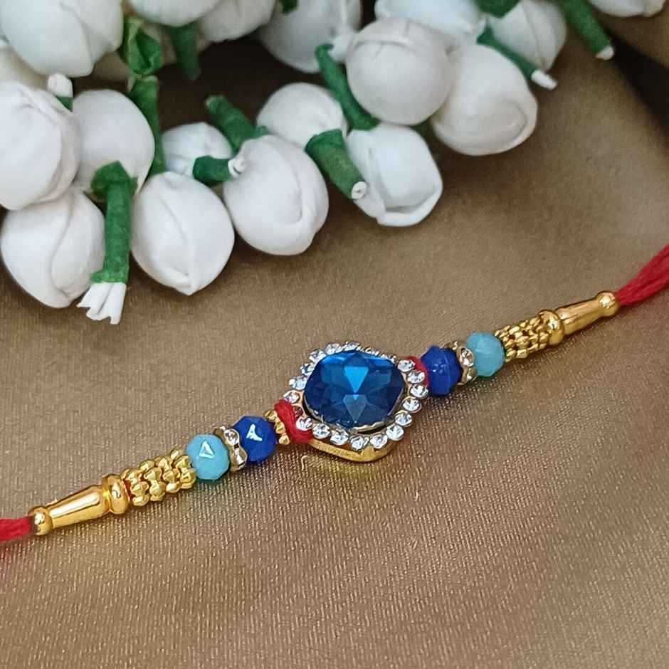 Blue Crystal Rakhi | Sleek and Modern | Gullak