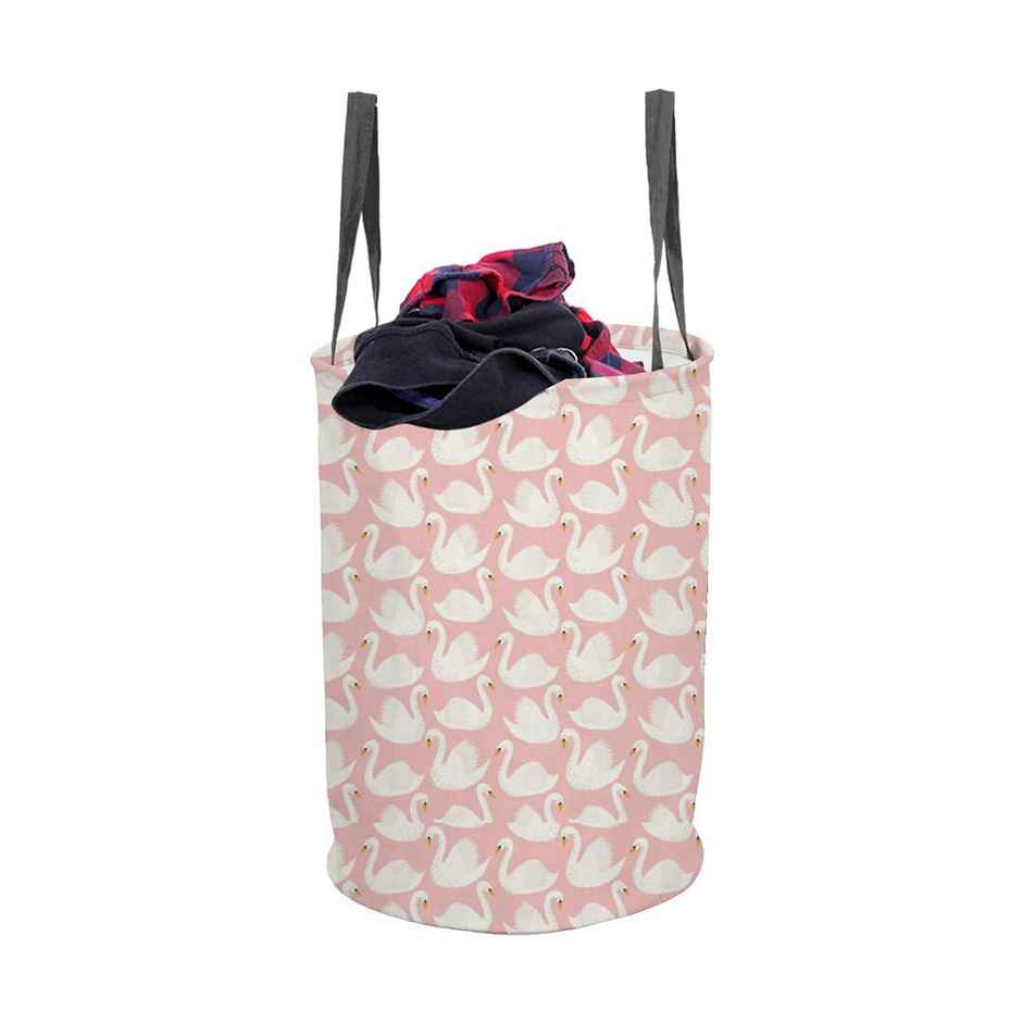 Prettykrafts 45 Ltr Folding Laundry Basket For Clothes, Prettykrafts, Set Of 1, Duck Peach