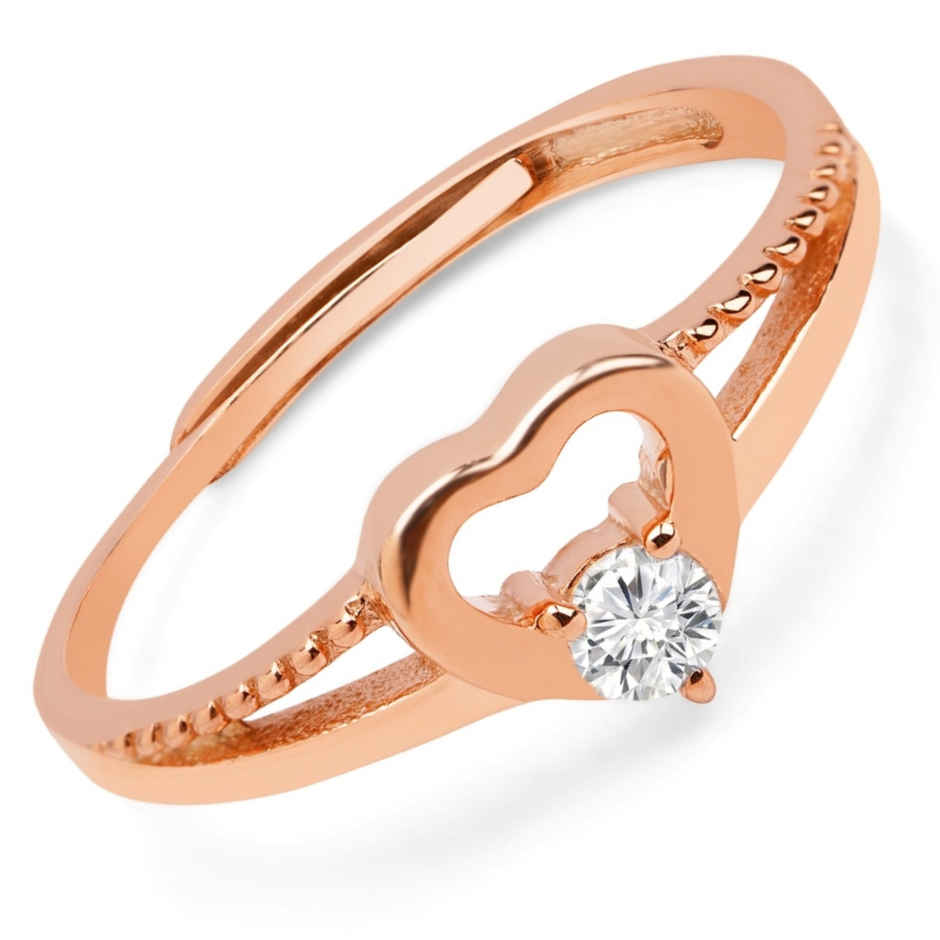 Zavya Heart CZ Rose Gold Plated 925 Sterling Silver Ring