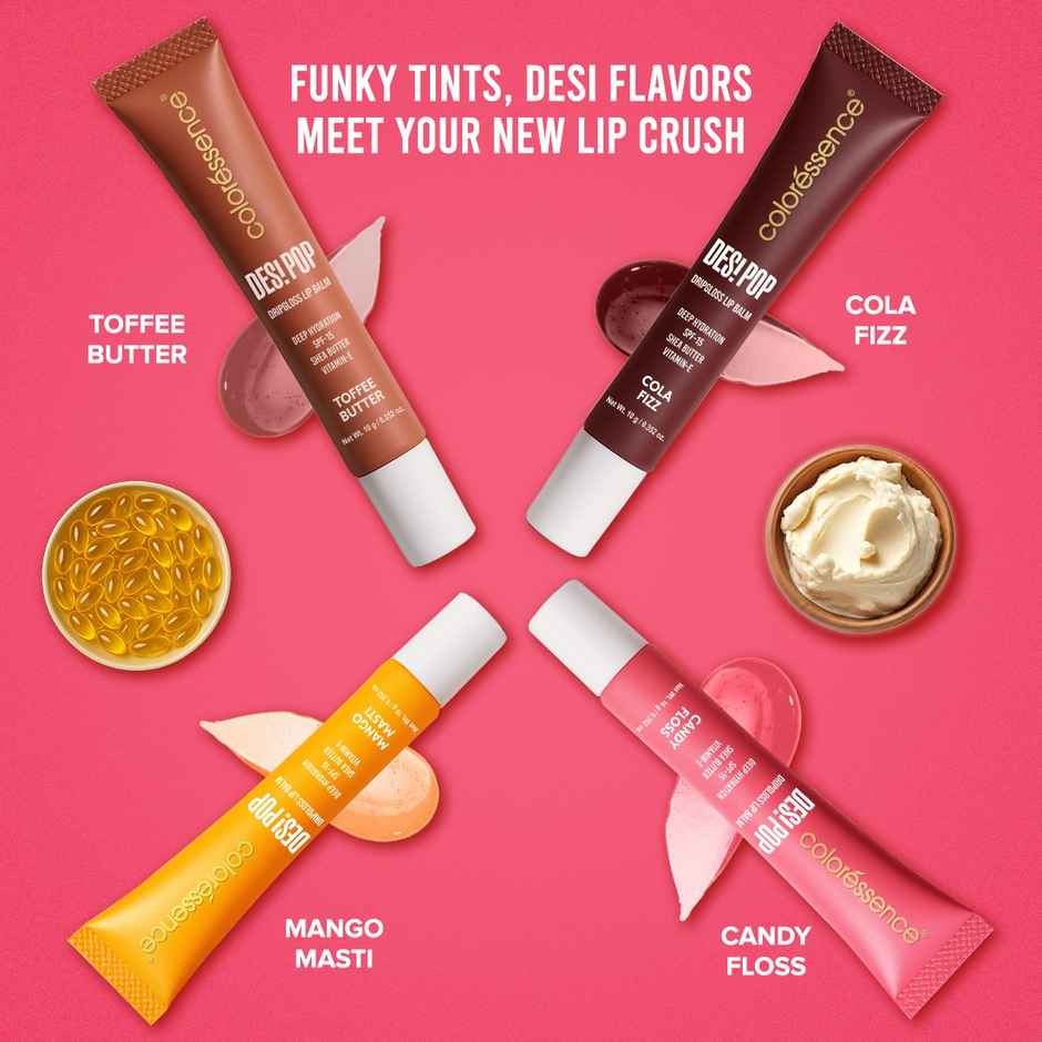 Coloressence Desi Pop Drip Gloss Lip Balm | Cola Fizz | Hydrate, Protect | SPF 15