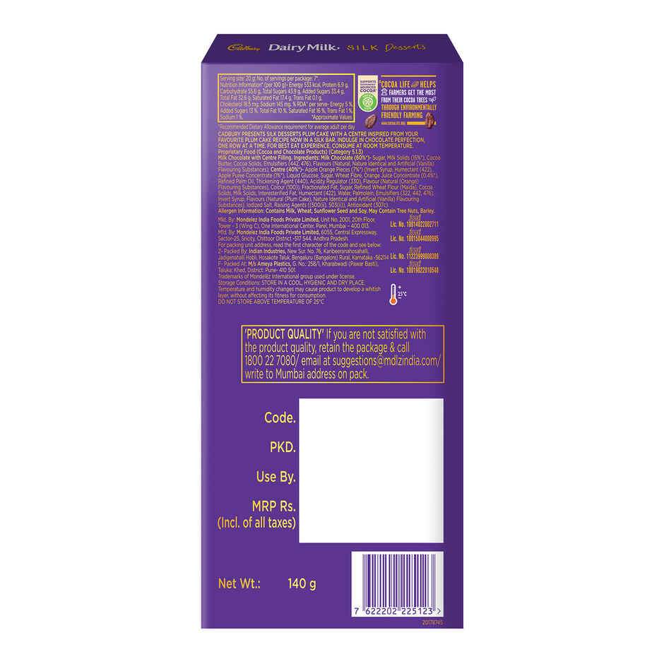 Cadbury Dairy Milk Silk Desserts Plum Cake Chocolate Bar